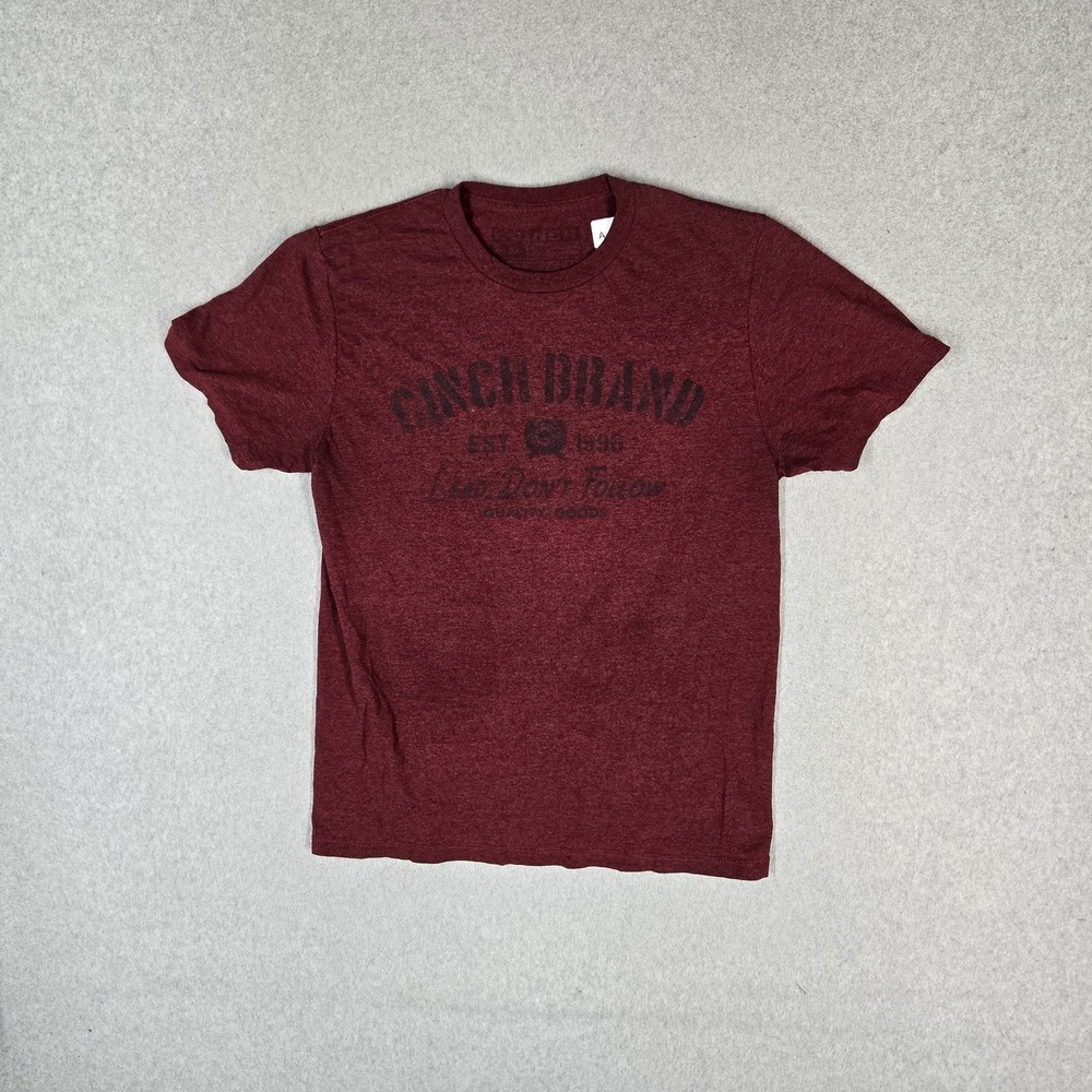 Cinch Men Shirt M Red Lead Don't Follow Logo Graphic Print Short Sleeve Tee